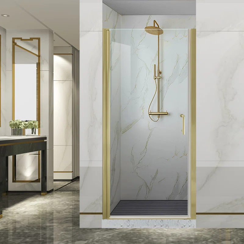 32-33.5 in. W x 72 in. H Pivot Swing Frameless Shower Door with Clear SGCC Tempered Glass