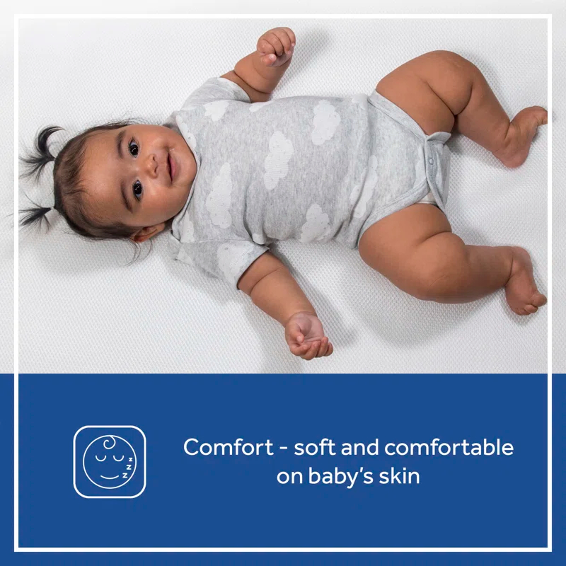 Sealy Baby Sealy Baby FreshFlow Breathable Waterproof Fitted Baby Crib Mattress Protector Pad, Crib Mattress Pad Topper, 52" x 28" - White