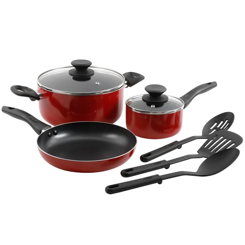 Gibson Home Palmer 8 Pieces Aluminum Non Stick Cookware Set & Reviews | Wayfair