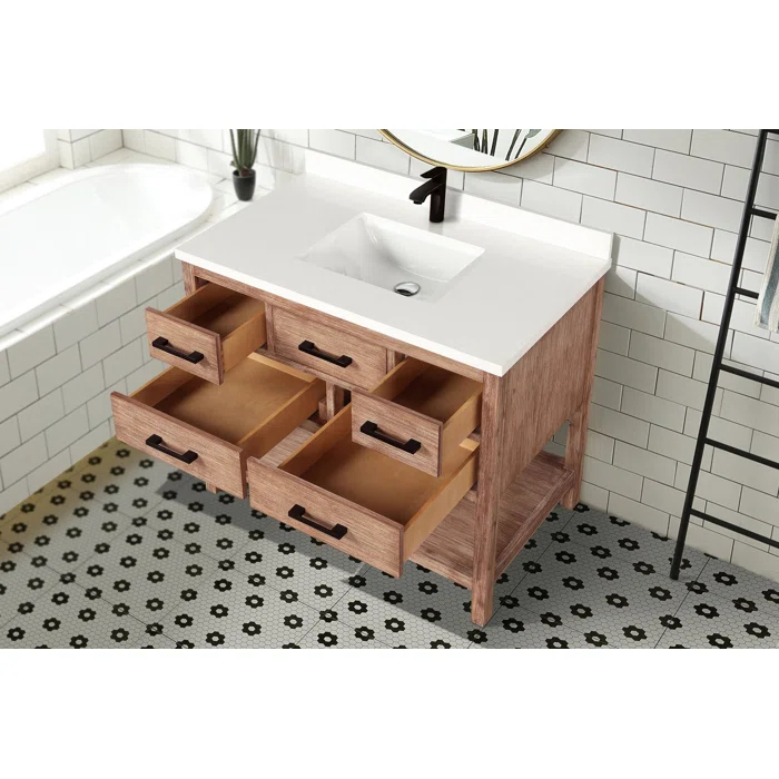 Ari Kitchen & Bath Betty 42'' Single Bathroom Vanity with Quartz Top