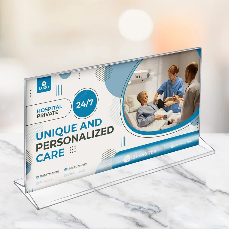 Azar Displays Top Loading Clear Acrylic T-Frame Sign Holder 14" Wide x 8.5'' High-Vertical, 10-Pack (Set of 10)