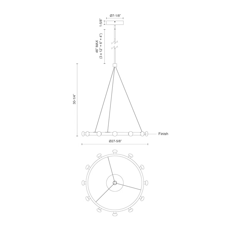 Kuzco Lighting Rezz 12 - Light Dimmable LED Geometric Chandelier