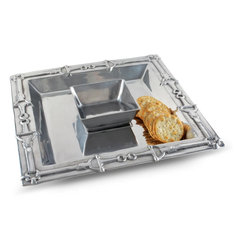 Arthur Court Designs Equestrian Aluminum Chips And Dip Platter