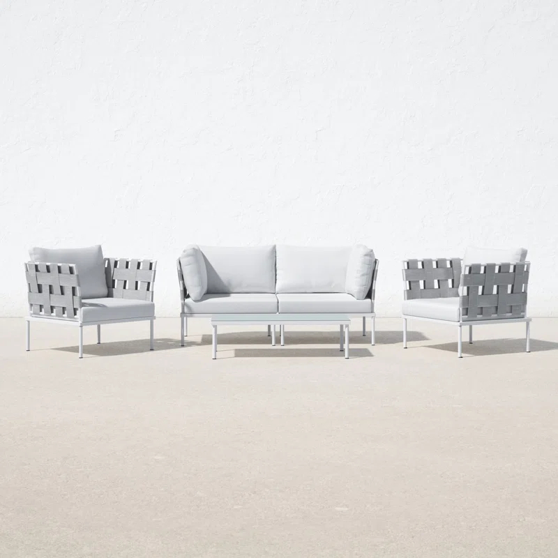 Modway Harmony 5 Piece Outdoor Patio Aluminum Sectional Sofa Set