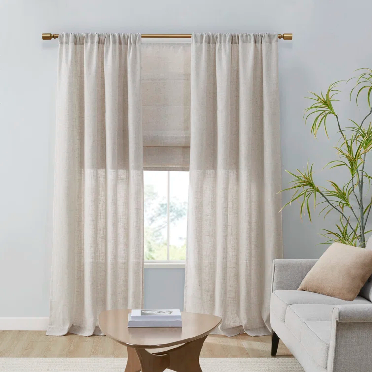 Madison Park Kyler Natural Linen Blend Light Filtering Curtain Panel Pair 52x84" (Set of 2)