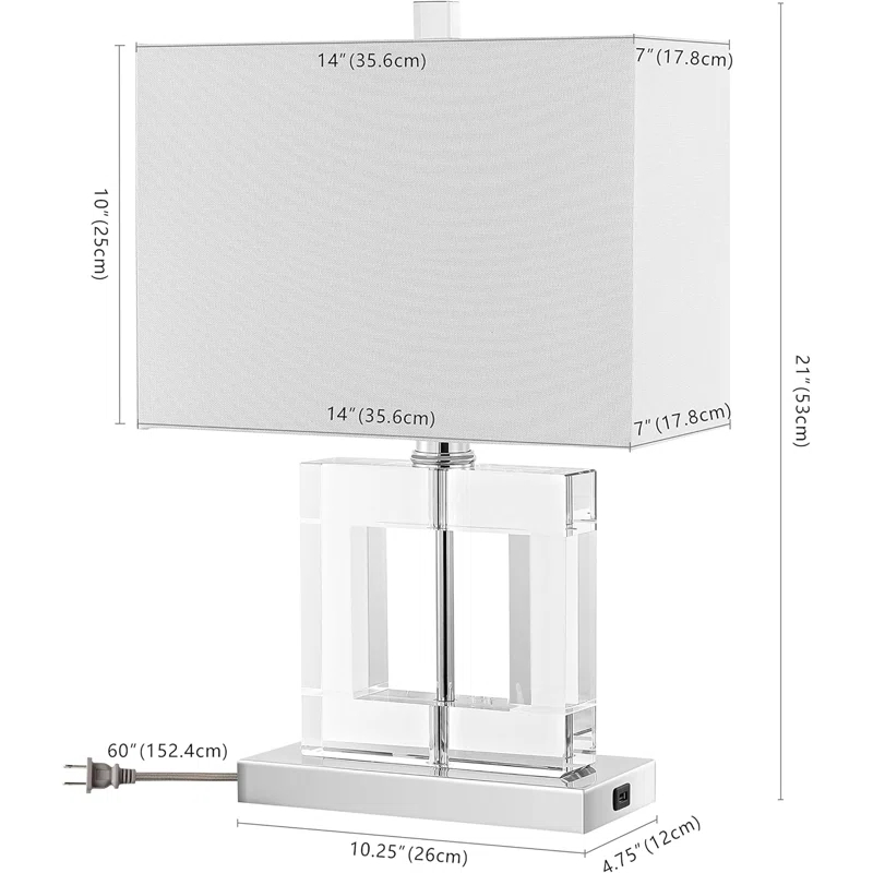 Everly Quinn Modern Crystal Table Lamp With Led Bulb For Bedroom, Living Room, Home Office, Or Study