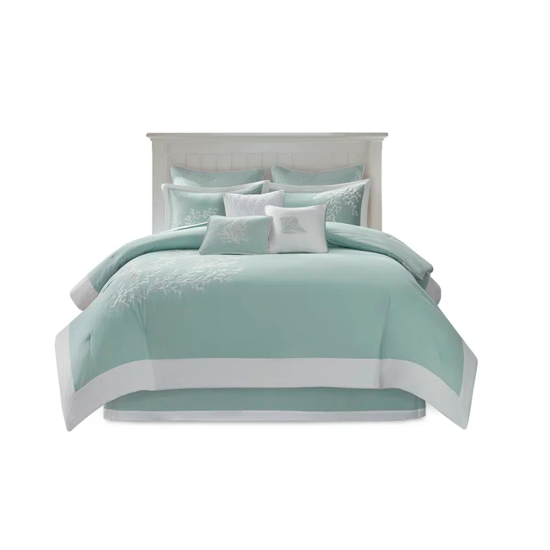Harbor House Coastline Embroidered 100% Cotton 4 Piece Comforter Set