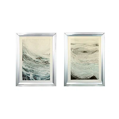 A&B Home Aurora Crystal Mirror Framed Wall Art - Set Of 2 -  23.5" X 31.5" - Blue/White/Beige (Set of 2)