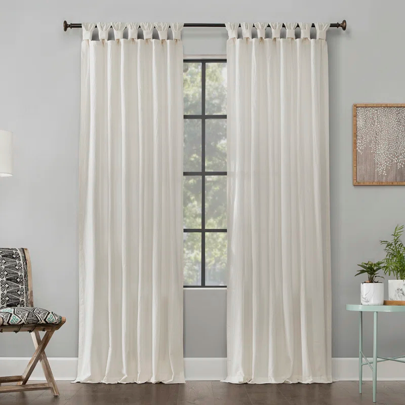 August Grove® Archaeo Sarro Washed Cotton Semi-Sheer Tab Top Curtain Panel