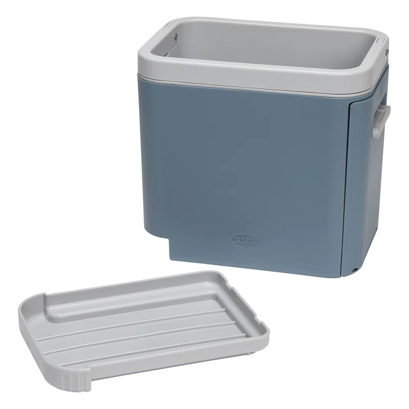 Ginsey 59360 Clorox KeptClean Kitchen Sink Organizer – Space-Saving Organization of Dish Soap, Scrub Brushes, and Dish Towels, Fold-Down Shelf for Sponges and Jewelry, Drainage Tray – Steel