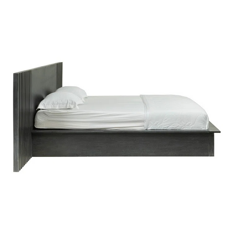 Benjara Cid Queen Platform Bed, 2 Drawers, Wall Headboard