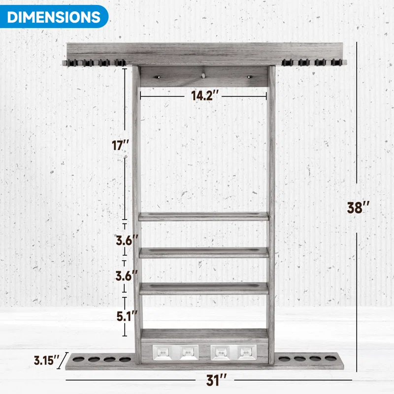 GSE Games & Sports Expert GSE Games & Sports Expert Wood Pool Cue Rack