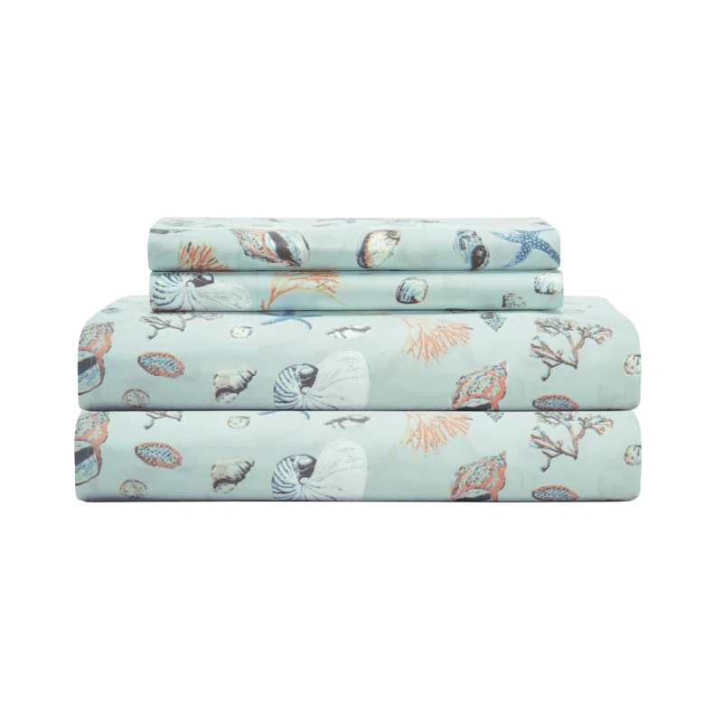 Beatrice Home Fashions Coastal Print Sheet Set