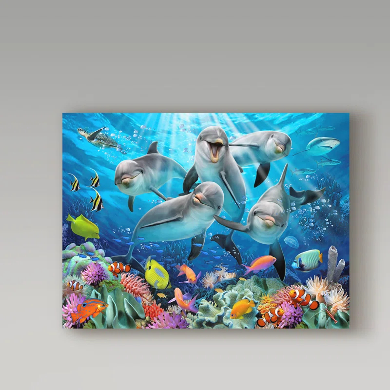 Trademark Fine Art " Five Happy Dolphins " by Howard Robinson