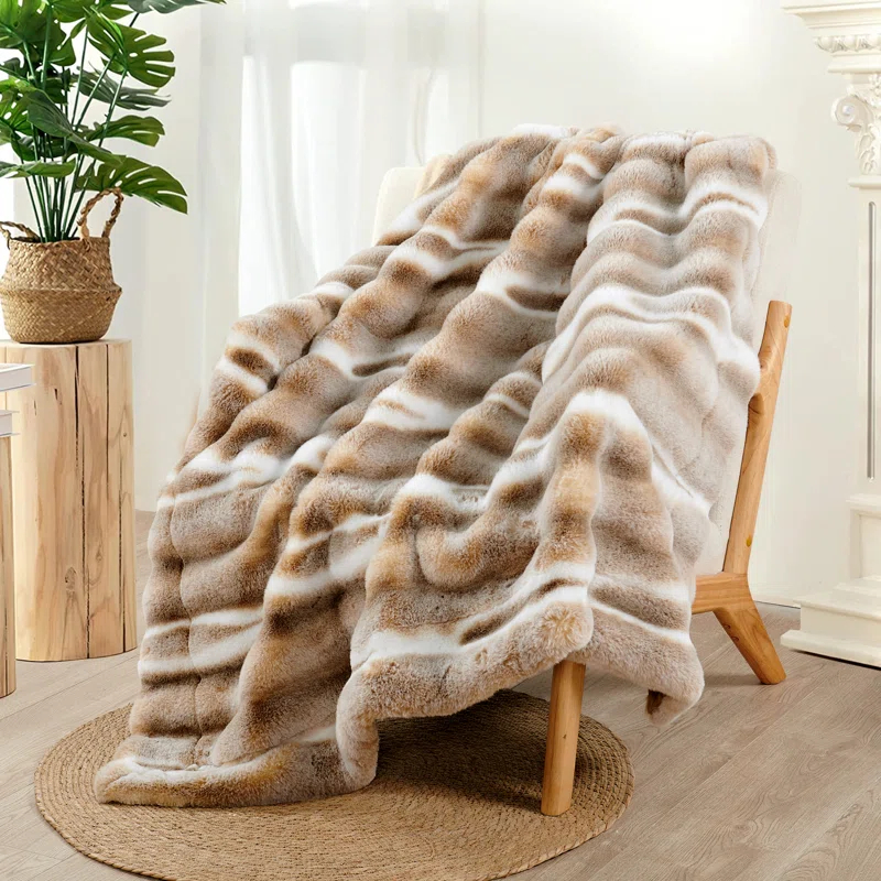 Home Soft Things Tip Dying Faux Fur Throw Blanket