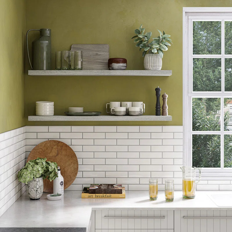 Ballucci Miami 48" W x 8" D Floating Shelves Set with Invisible Wall Mount Brackets (Set of 2)