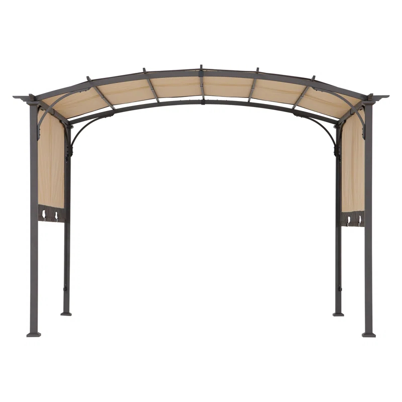 Sunjoy Sunjoy Lindt 9.5 x 11 ft. Outdoor Steel Arched Pergola with Adjustable Canopy for Patio, Backyard, and Garden