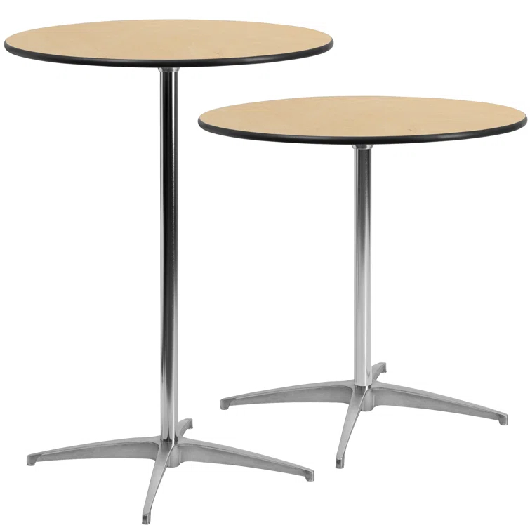 Flash Furniture Marrel Round Wood Cocktail Table with Columns