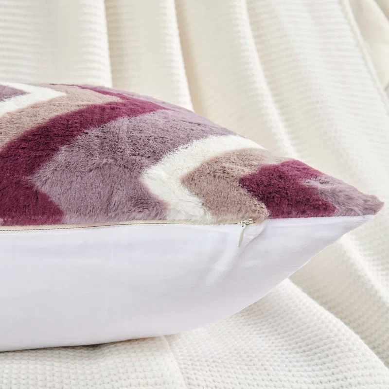 Home Soft Things Chevron Faux Fur Pillow Cover (Set of 2)