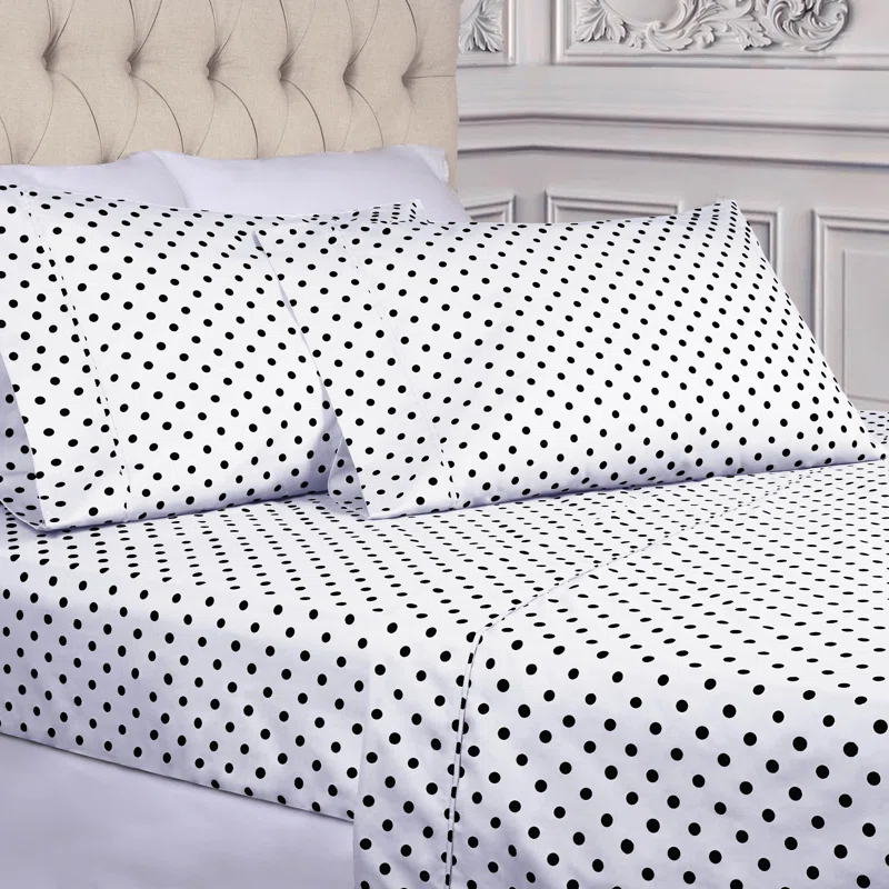 Superior Impressions Polka Dots 600 TC Cotton Poly Blend Deep Pocket Bed Sheet Set