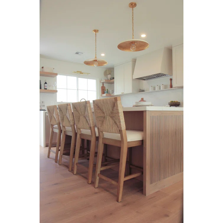 Nathan James Beacon Upholstered Counter Stool with Solid Wood Frame