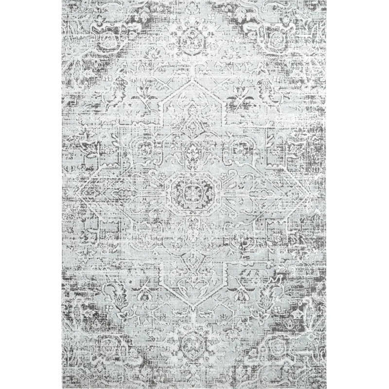 Nicole Miller Nicole Miller New York Patio Sofia Medallion Indoor/Outdoor Area Rug, Light Grey/Dark Grey