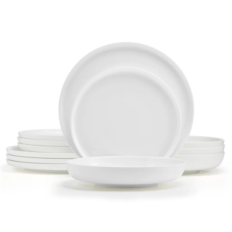 Mikasa Marion 12-Piece Lightweight Chip-Resistant Bone China Dinnerware Set, Service for 4