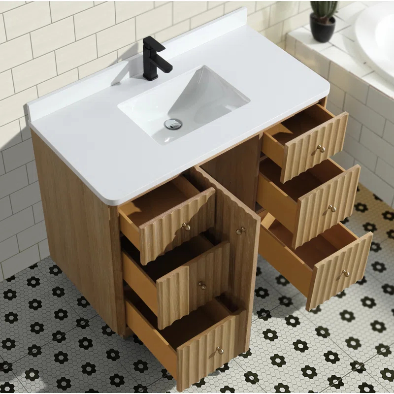 Ari Kitchen & Bath La Jolla 42'' Single Bathroom Vanity With Engineered Stone Top