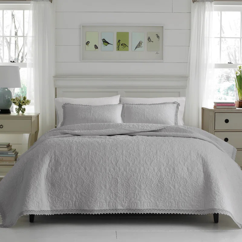 Laura Ashley Laura Ashley Heirloom Crochet Cotton Reversible Quilt Set