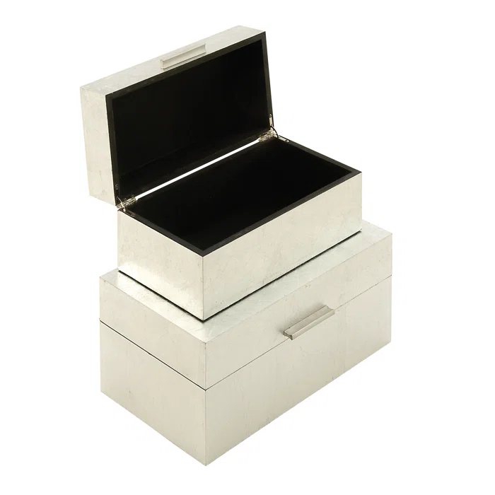 CosmoLiving by Cosmopolitan Wooden Decorative Box with Textured Foiled Exterior Set