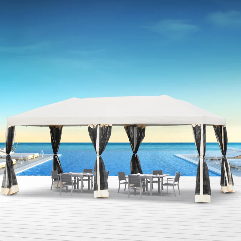 Outsunny 10'X20' Pop Up Party Tent Wedding Canopy With 6 Removable Mesh Sidewalls