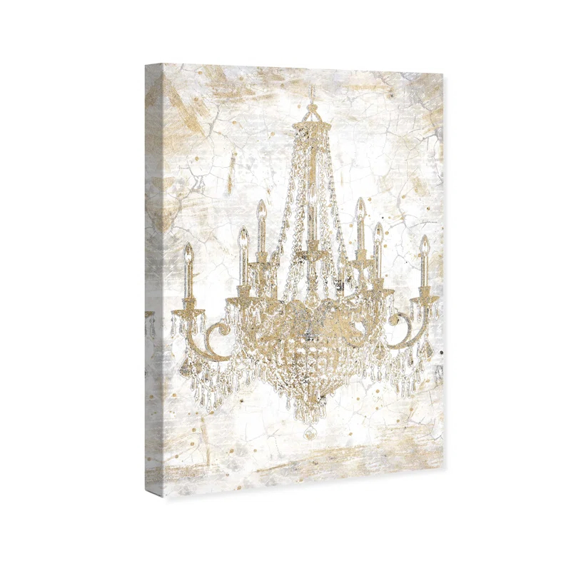 Oliver Gal Prints Fashion And Glam " Fashion And Glam White And Gold Chandelier " by Oliver Gal
