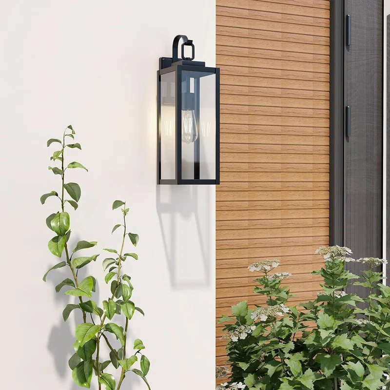 17 Stories Extra Large Size Outdoor Wall Lights, 22.5 Inch Matte Black Oversized Exterior Light Fixture With Clear Glass Shade, Front Porch Lighting, Modern Sconce Lantern For House, Garage