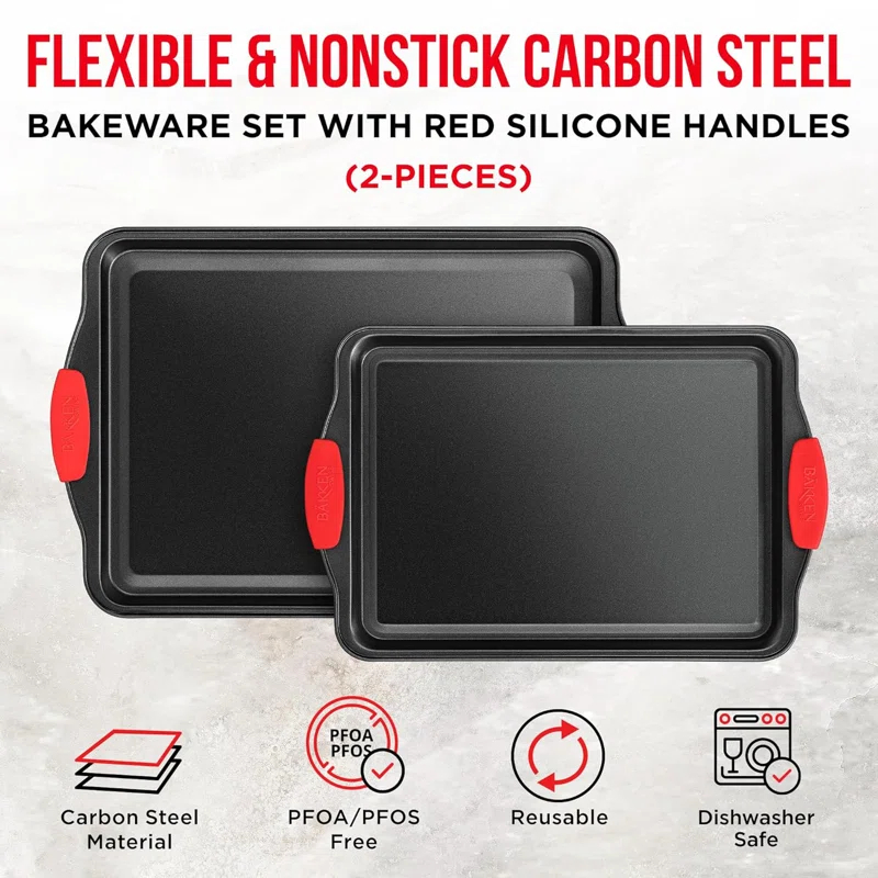Lifemaster Lifemaster Non-Stick Steel 2 Piece Baking Sheet Set