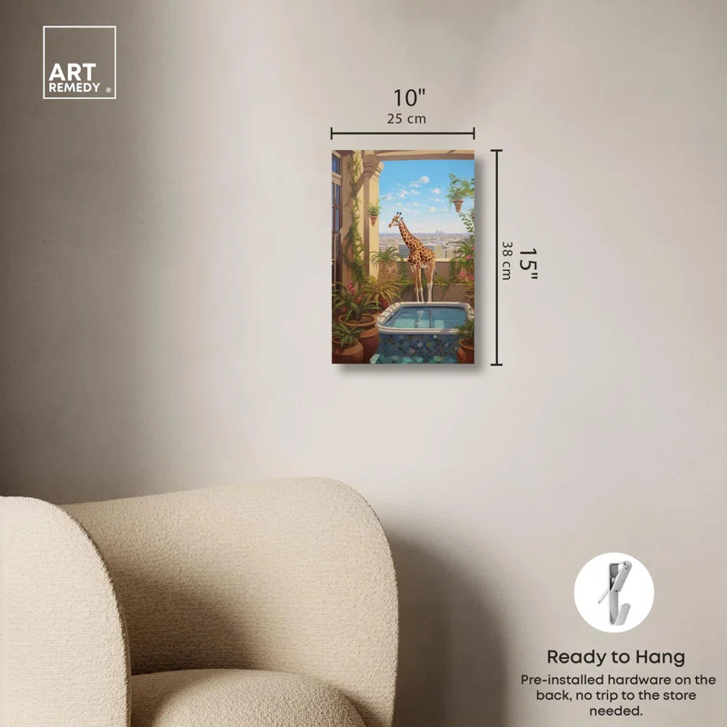 Art Remedy Giraffe Hot Tub Canvas Tropical Bathroom Wall Art by Art Remedy