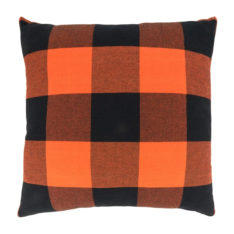 Saro Birmingham Collection Plaid Cotton Reversible Throw Pillow