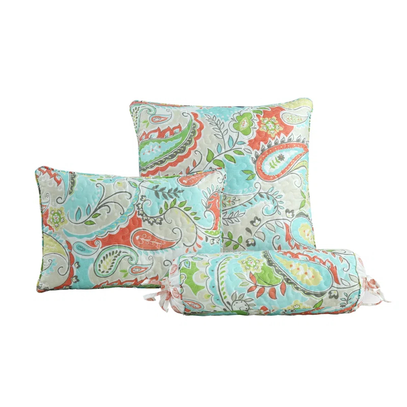 Cozy Line Home Fashion Candy Teal Paisley Quilt Set