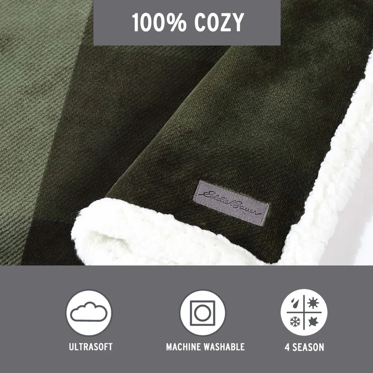 Eddie Bauer Eddie Bauer Printed Plush Fleece/Sherpa Throw Blankets