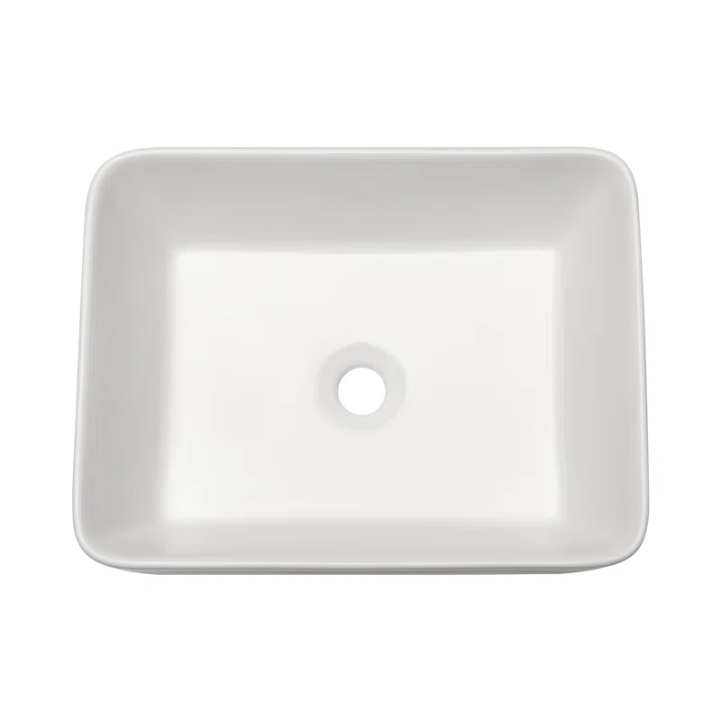 19"L x 15"W White Ceramic Rectangular Bathroom Vessel Sink Drop-in Vanity Sink