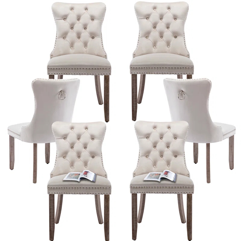Rosdorf Park High-end Tufted Velvet Upholstered Nailhead Dining Chair