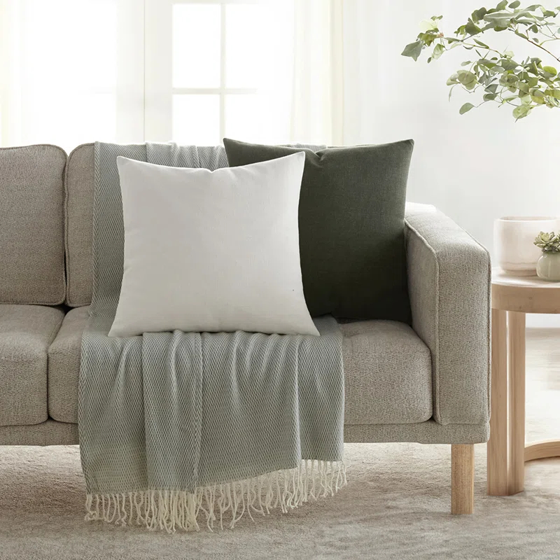 Solid Cotton Throw Pillow