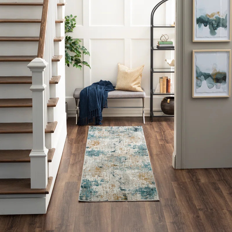 Marseille Blue/Gray/Brown Modern Abstract Area Rug