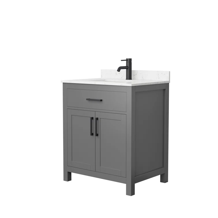 Wyndham Collection Beckett 30" Freestanding Single Bathroom Vanity with Cultured Marble Top