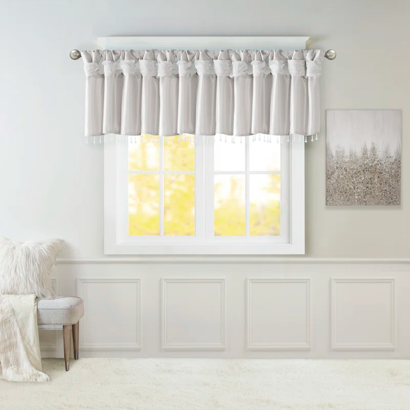 Madison Park Emilia Lightweight Faux Silk Single Valance with Beads
