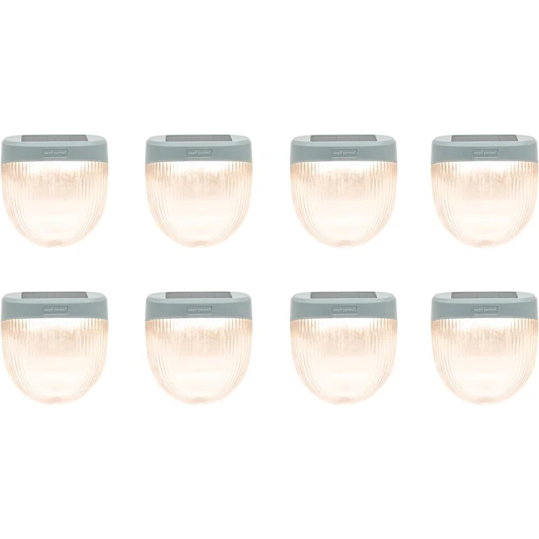 Vego Garden Add ons Rippled Outdoor Waterproof Solar Powered Integrated LED Deck Light Pack (Set of 8)