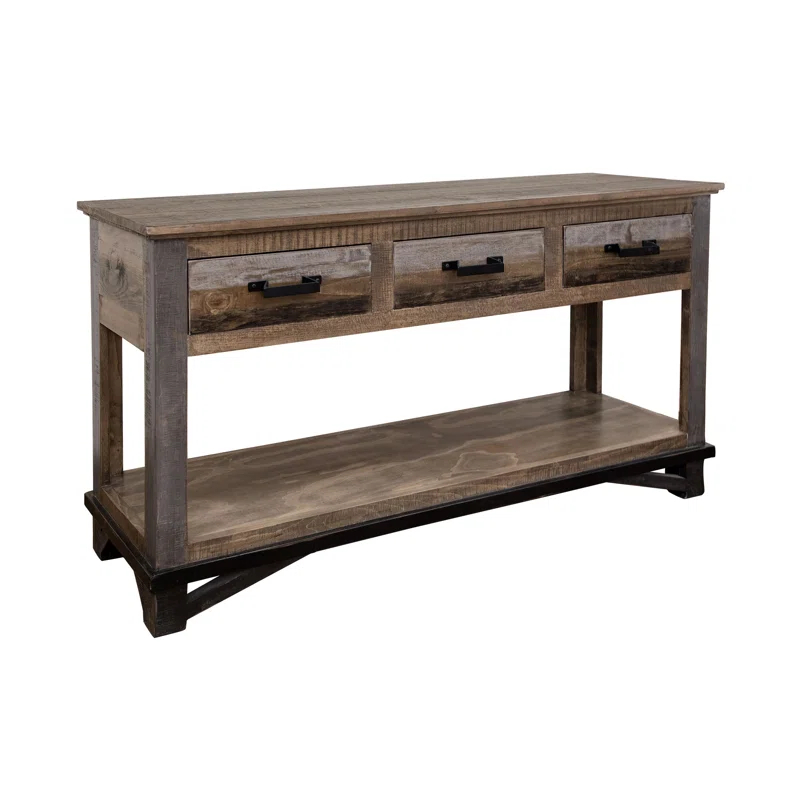 Millwood Pines Dobby Sofa Table 3 Drawers