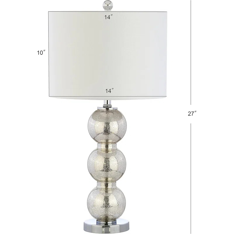 Rosdorf Park Led Table Lamps Set Of 2 - Contemporary Triple Glass Sphere Design, Mercury Silver/Chrome Finish