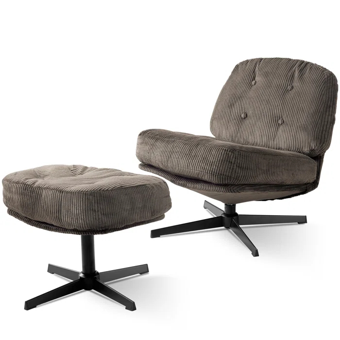 Red Barrel Studio® Hardyal Upholstered Swivel Accent Chair with Ottoman