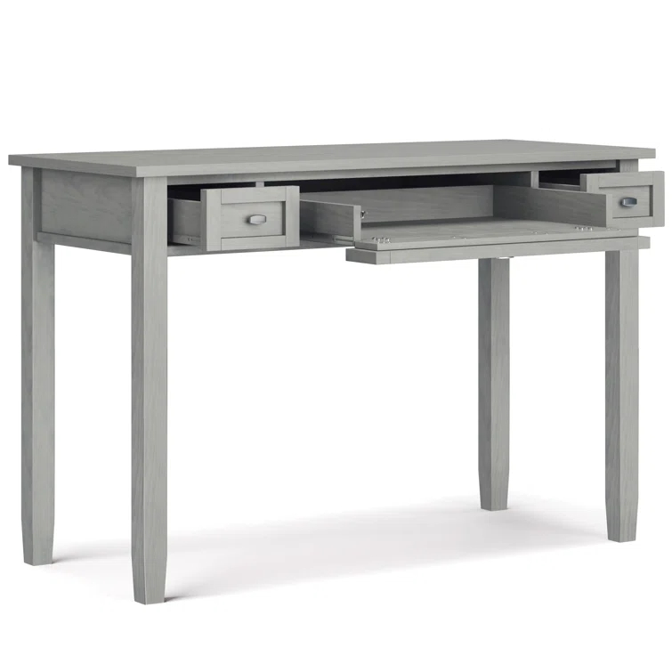Simpli Home Warm Shaker 48"W Solid Wood Desk, Transitional Style with Keyboard Tray
