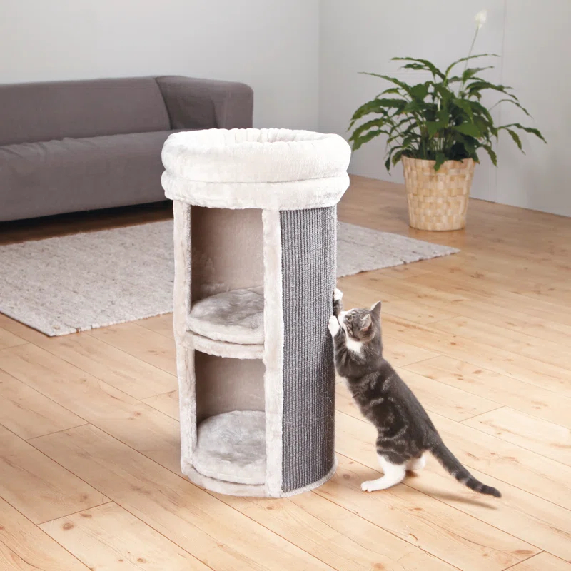 TRIXIE TRIXIE Mexia 29" Cat Tower, 2-Story Cat Condo, Removable Cushions, Cat Bed, Sisal Cat Scratcher, Cat Cube